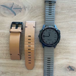 Garmin Fenix 6 Pro Solar - Amethyst Steel with Shale Gray Band + leather band